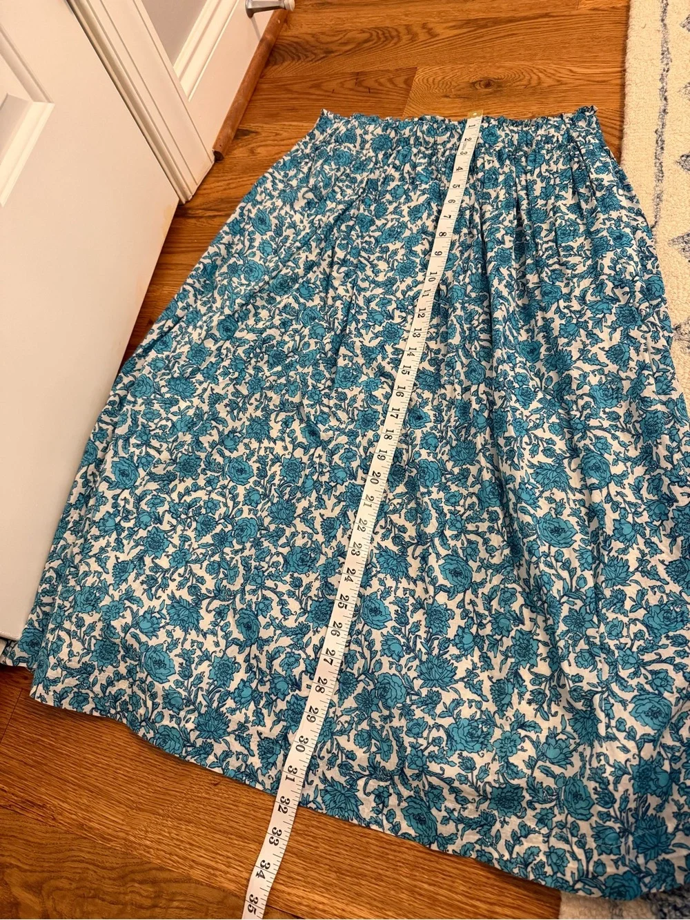 J.Crew Smocked-waist cotton voile midi skirt in blue blooms block print size S